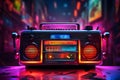 Retro Neon Radio Colorful Nostalgia with Vibrant Neon Lights