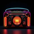 Retro Neon Radio Colorful Nostalgia with Vibrant Neon Lights