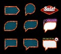 Retro neon sale glowing banner set