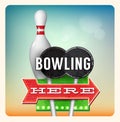 Retro Neon Sign Bowling