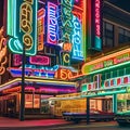 674 Retro Neon Signs: A retro and vintage-inspired background featuring retro neon signs in retro colors that evoke a sense of n