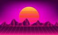 Retro neon sun background