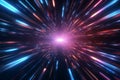 Retro neon warp abstract flight through 3D hyper tunnel space