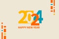 2024 retro new year poster. Abstract typography design