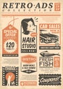 Retro newspaper ads collection