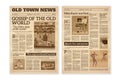 Retro newspaper. Daily news articles yellow newsprint old magazine. Media newspaper pages. Vintage paper journal vector Royalty Free Stock Photo
