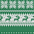 Retro Christmas knit snowflakes deer green