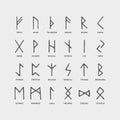 Retro norse scandinavian runes. Sketch celtic ancient letters. Old hieroglyphic occult alphabet. Medieval viking vector