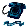 Retro object - watercolor telephone.