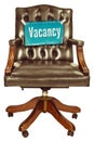 Retro office chair with vacancy sign isolated on white Royalty Free Stock Photo