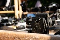 Retro and old cameras for sale at outdoor market