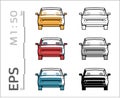 Retro old car vector icons set for architectural drawing and illustation