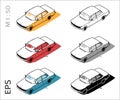 Retro old car vector icons set for architectural drawing and illustration