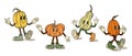 Retro old cartoon pumpkin characters collection