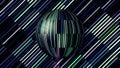 Retro old fashioned disco background with rotating sphere. Motion. Disco ball made of narrow glassy reflective narrow Royalty Free Stock Photo