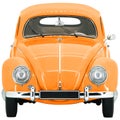 Retro, Old-fashioned, Vintage Beetle model toy car isolated on white transparent background PNG front orange