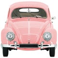 Retro, Old-fashioned, Vintage Beetle model toy car isolated on white transparent background PNG front pink Royalty Free Stock Photo