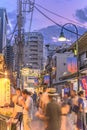 Retro old-fashionned shopping street Yanaka Ginza famous as a spectacular spot for sunset and also named the Evening Village.