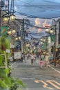 Retro old-fashionned shopping street Yanaka Ginza famous as a spectacular spot for sunset golden hour from the Yuyakedandan stairs