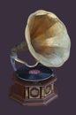 Retro old gramophone with horn Royalty Free Stock Photo