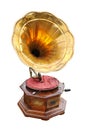 Retro old gramophone isolated on white Royalty Free Stock Photo