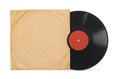 Retro old LP vinyl record with cover mockup front view isolated Royalty Free Stock Photo