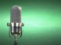 Retro old microphone. Radio show or audio podcast concept. Royalty Free Stock Photo