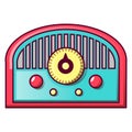 Retro old radio icon, cartoon style Royalty Free Stock Photo