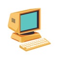 Retro old school gadget, computer with screen Royalty Free Stock Photo