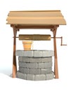 Retro old stone water well 3d render illustration Royalty Free Stock Photo