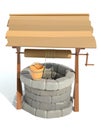 Retro old stone water well 3d render illustration Royalty Free Stock Photo