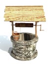 Retro old stone water well 3d render illustration Royalty Free Stock Photo