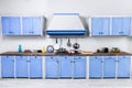 Retro old vintage pin up blue interior kitchen