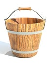 Retro old wooden water bukket 3d render illustration