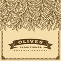 Retro olive harvest card brown
