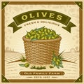 Retro olive harvest label with landscape