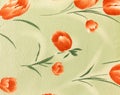Retro Orange Floral Pattern Fabric Background
