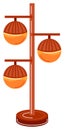 Retro orange pendant lights, mid-century modern design, home decoration. Vintage interior lighting, stylish ceiling