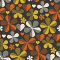 Retro orange and yellow color 60s flower motif.