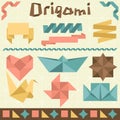 Retro origami set with design elements