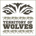 Retro ornament - running wolves and inscriptions