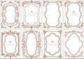 Retro ornamental frame, vintage rectangle ornaments and ornate border. Decorative wedding frames.