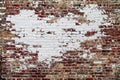 Retro outside garden brick wall painted white cracked