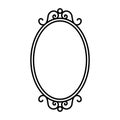 Retro oval mirror line icon. Mirror frame decoration antique ornament vector old icon.