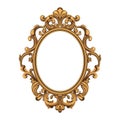 Retro Oval Shaped Mirror in Ornate Frame on White Background. Vector