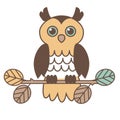 Retro owl on a branch vector illustration