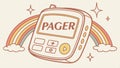 Retro pager outline, vintage communication and tech icon vector design Generative AI