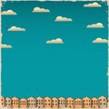 Retro paper town on grunge background