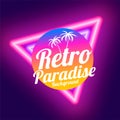 Retro paradise neon background design
