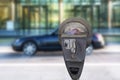 Retro parking meter with time isolated Royalty Free Stock Photo